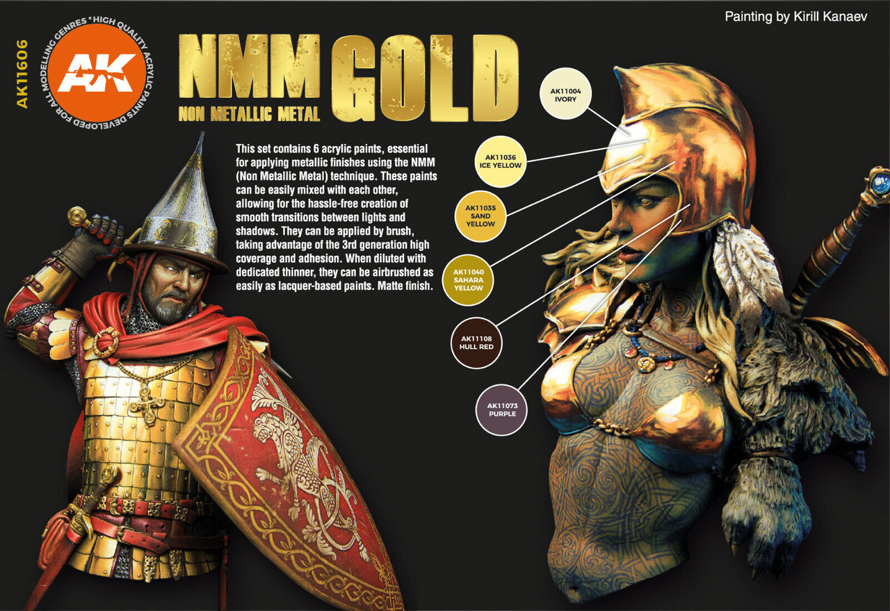 AK Interactive MODEL PAINT 3G Non Metallic GOLD Set Acylics AK-11606