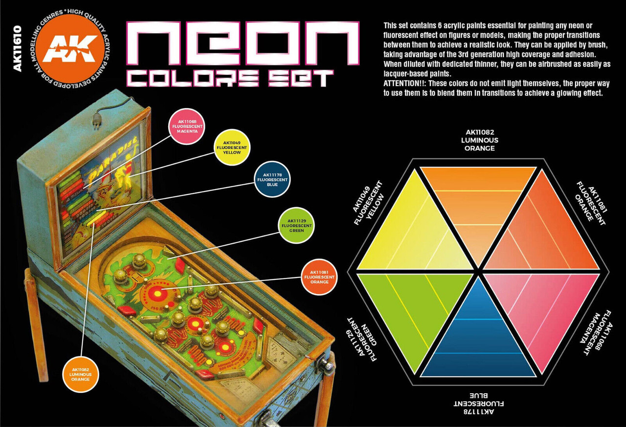 AK Interactive MODEL PAINT 3G NEON Color Set Acylics AK-11610