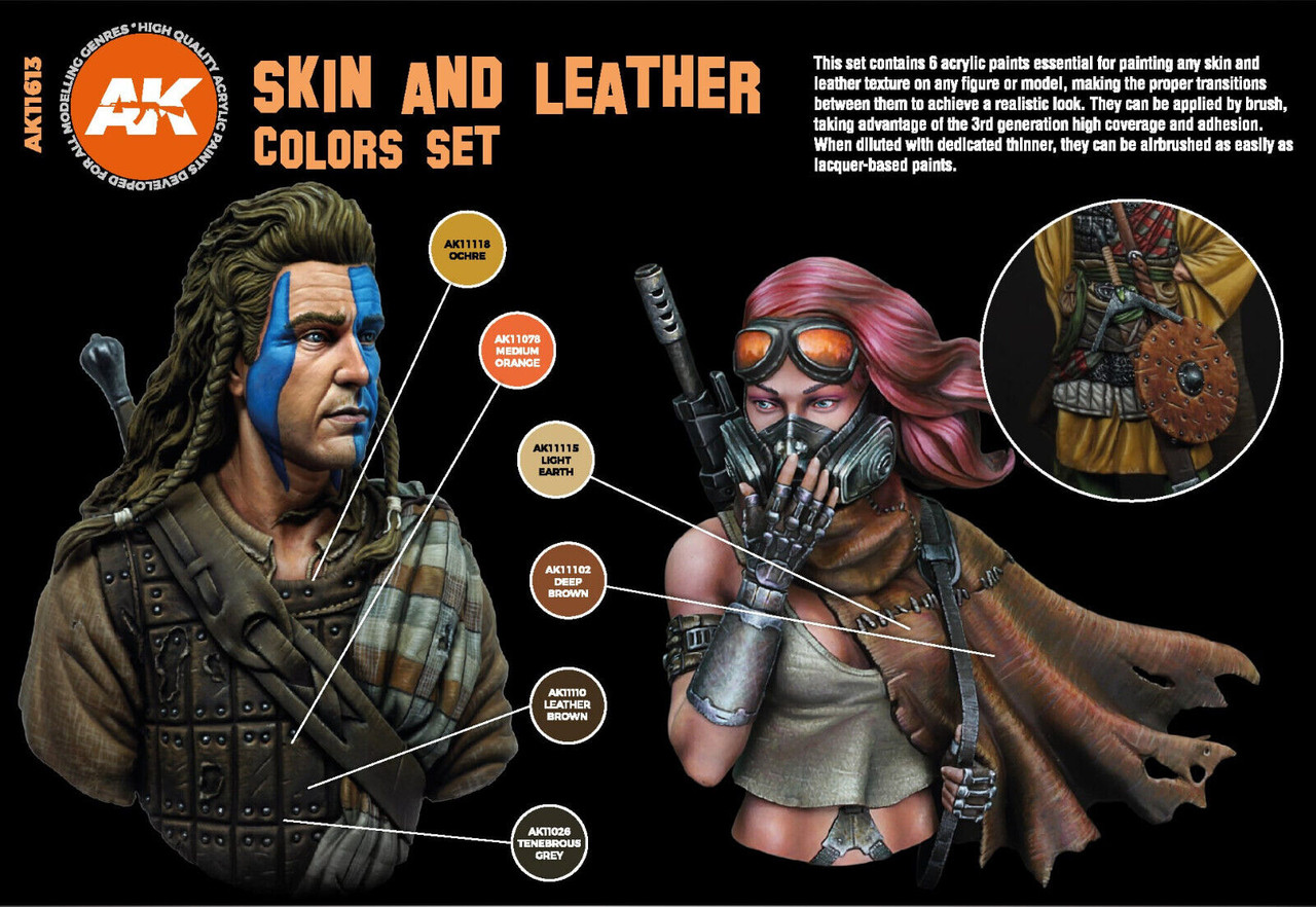 AK Interactive 3G MODEL Paint SKIN And LEATHER Set Acylics AK-11613