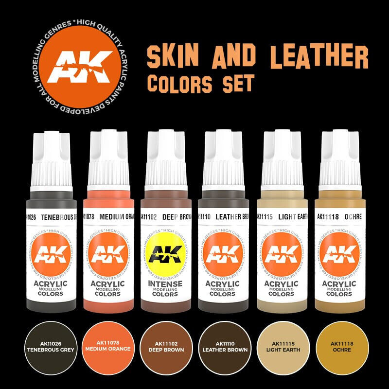 AK Interactive 3G MODEL Paint SKIN And LEATHER Set Acylics AK-11613