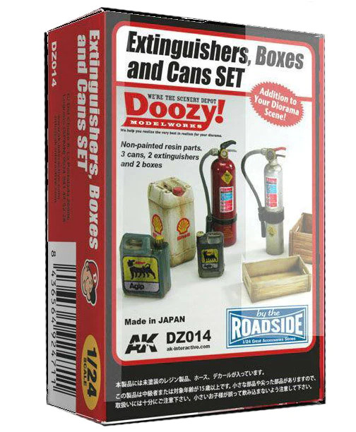 Doozy 1/24 FIRE EXTINGUISHERS & BOX Set Resin Model kit #DZ014