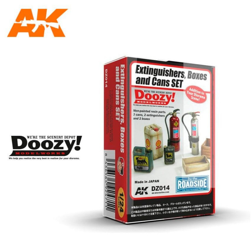 Doozy 1/24 FIRE EXTINGUISHERS & BOX Set Resin Model kit #DZ014