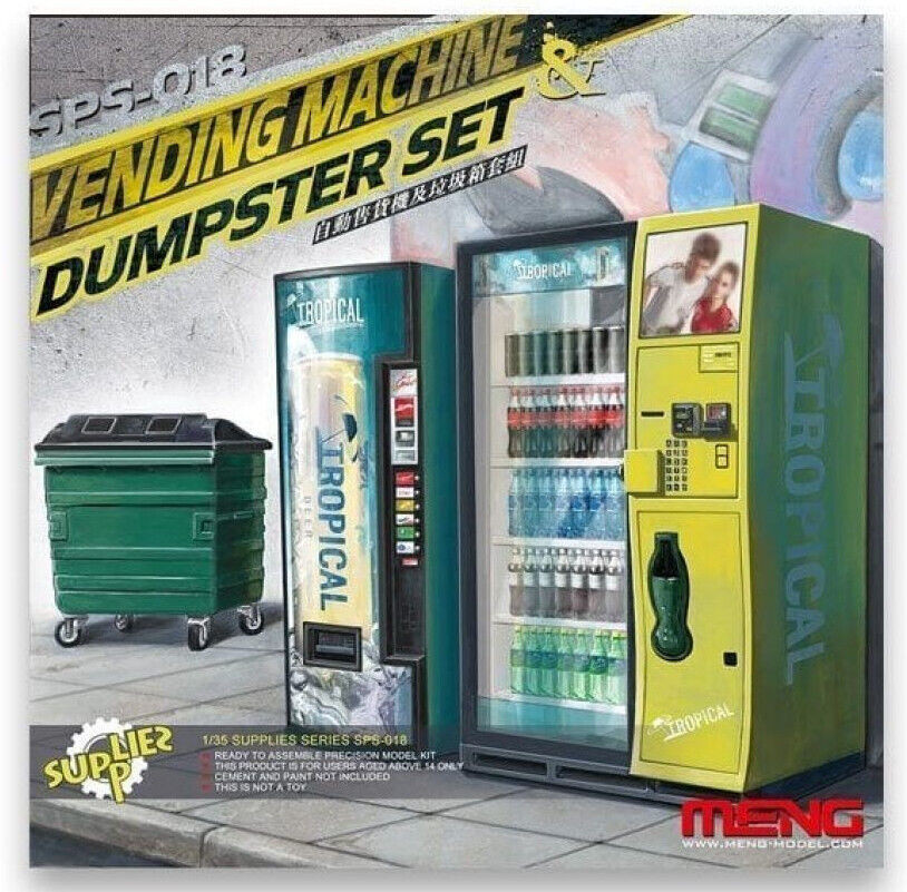 Meng 1/35 Soda VENDING MACHINES + DUMPSTER Plastic Model kit