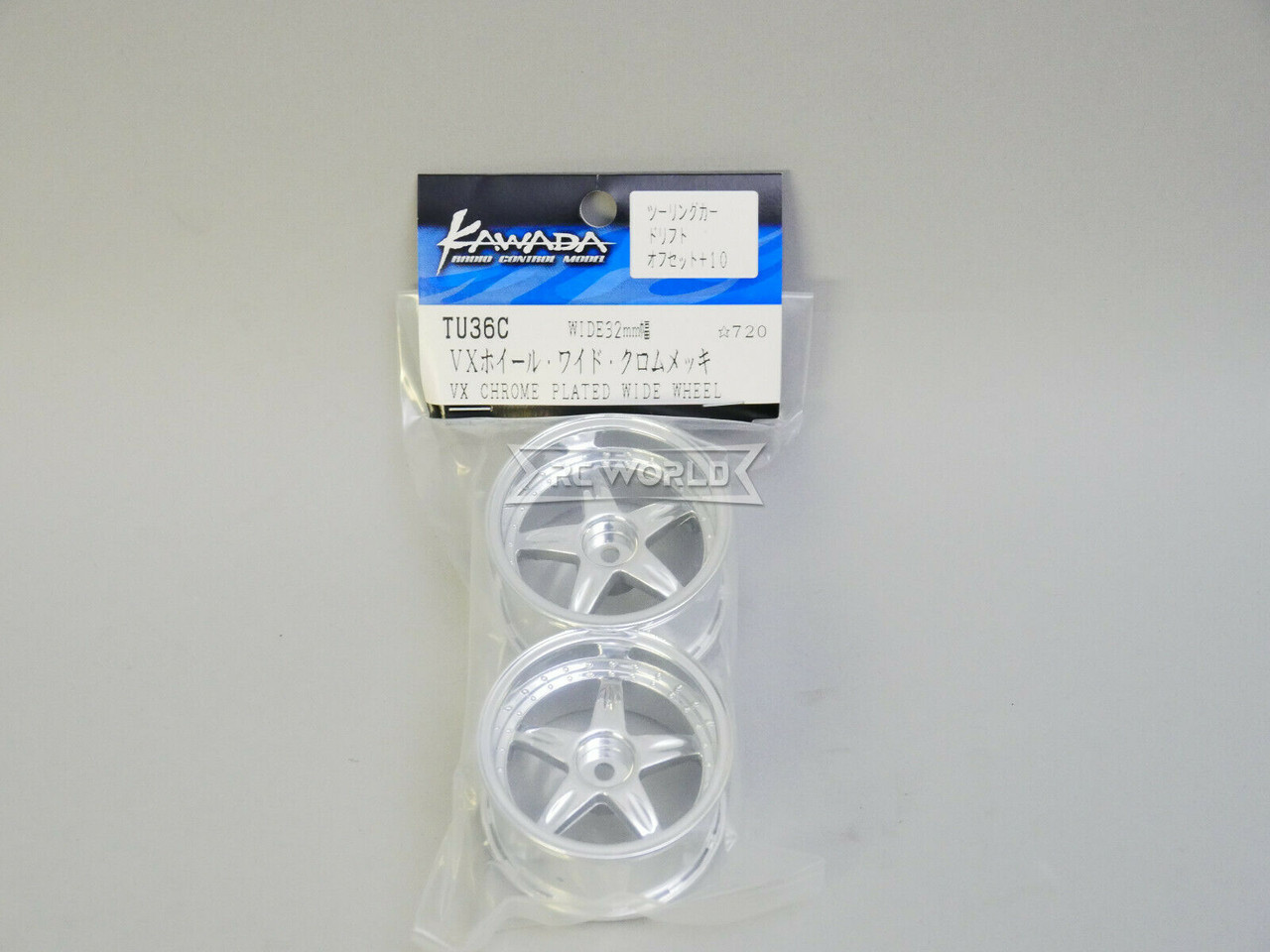 Kawada 1/10 Car Wheels 5 STAR Chrome WIDE SET 32mm (2PCS) #TU36C