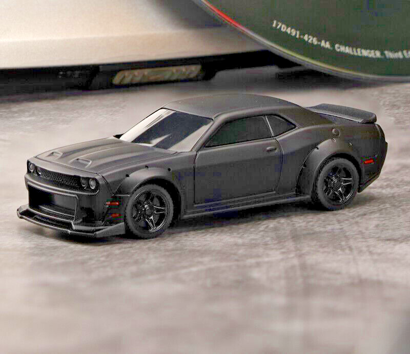 RC 1/76 Micro Car DODGE CHALLENGER SRT Hellcat w/ LED Lights -RED-
