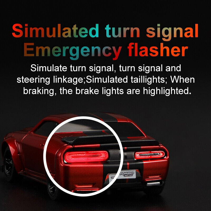 RC 1/76 Micro Car DODGE CHALLENGER SRT Hellcat w/ LED Lights -BLACK-