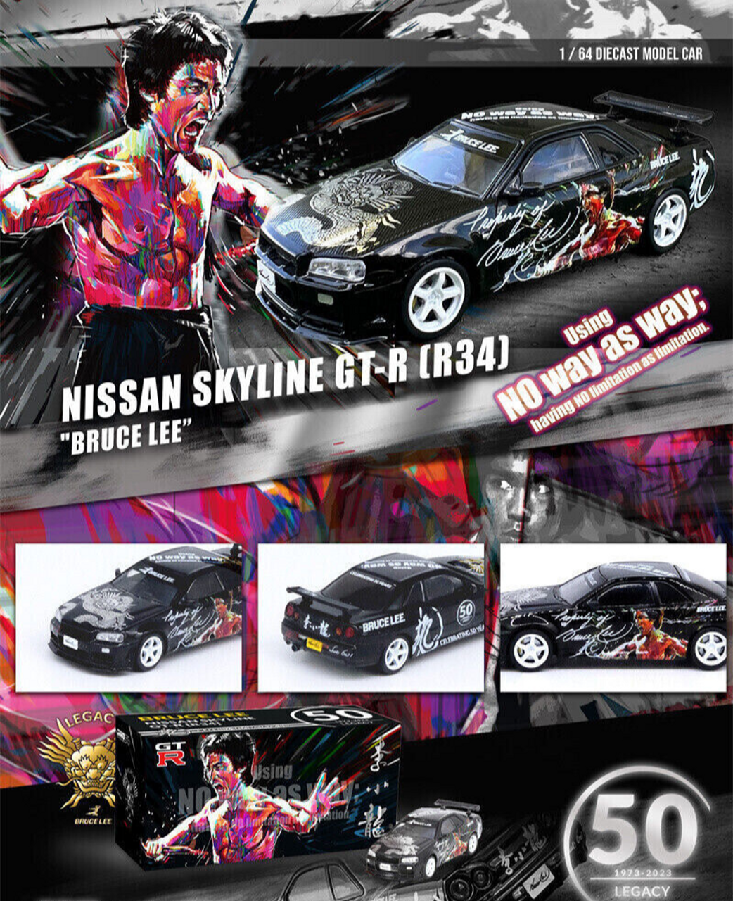 1/64 Die Cast NISSAN SKYLINE R33 GTR Bruce Lee Model Car