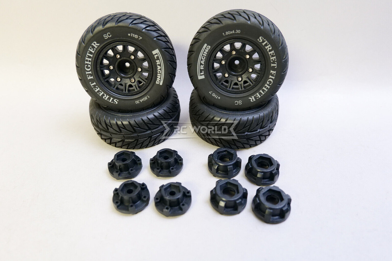 1/10 RC ホイール Amazon | 1/10ツーリングカー用 タイヤ組込み済み ブラック 7本