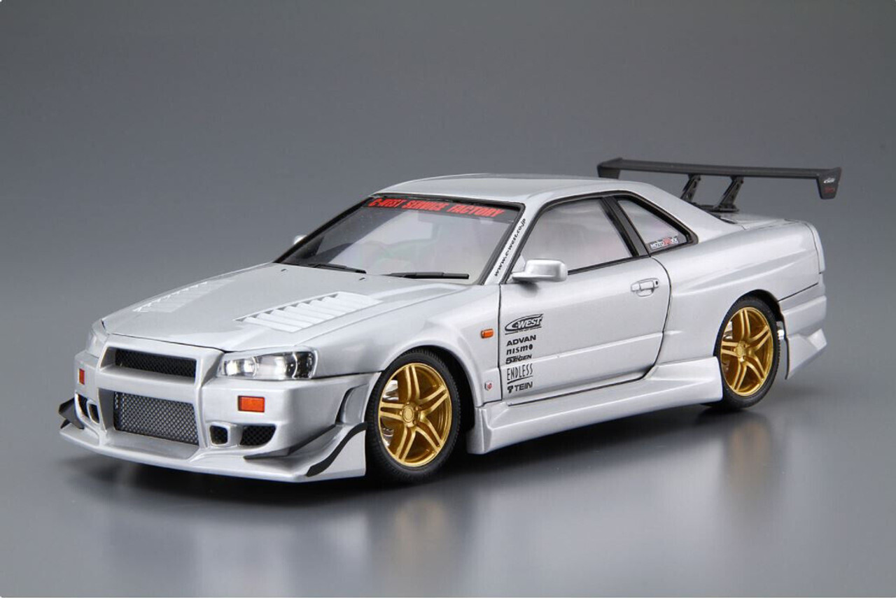 Aoshima 1/24 C-West 2002 NISSAN SKYLINE GTR BNR34 Plastic Model Kit