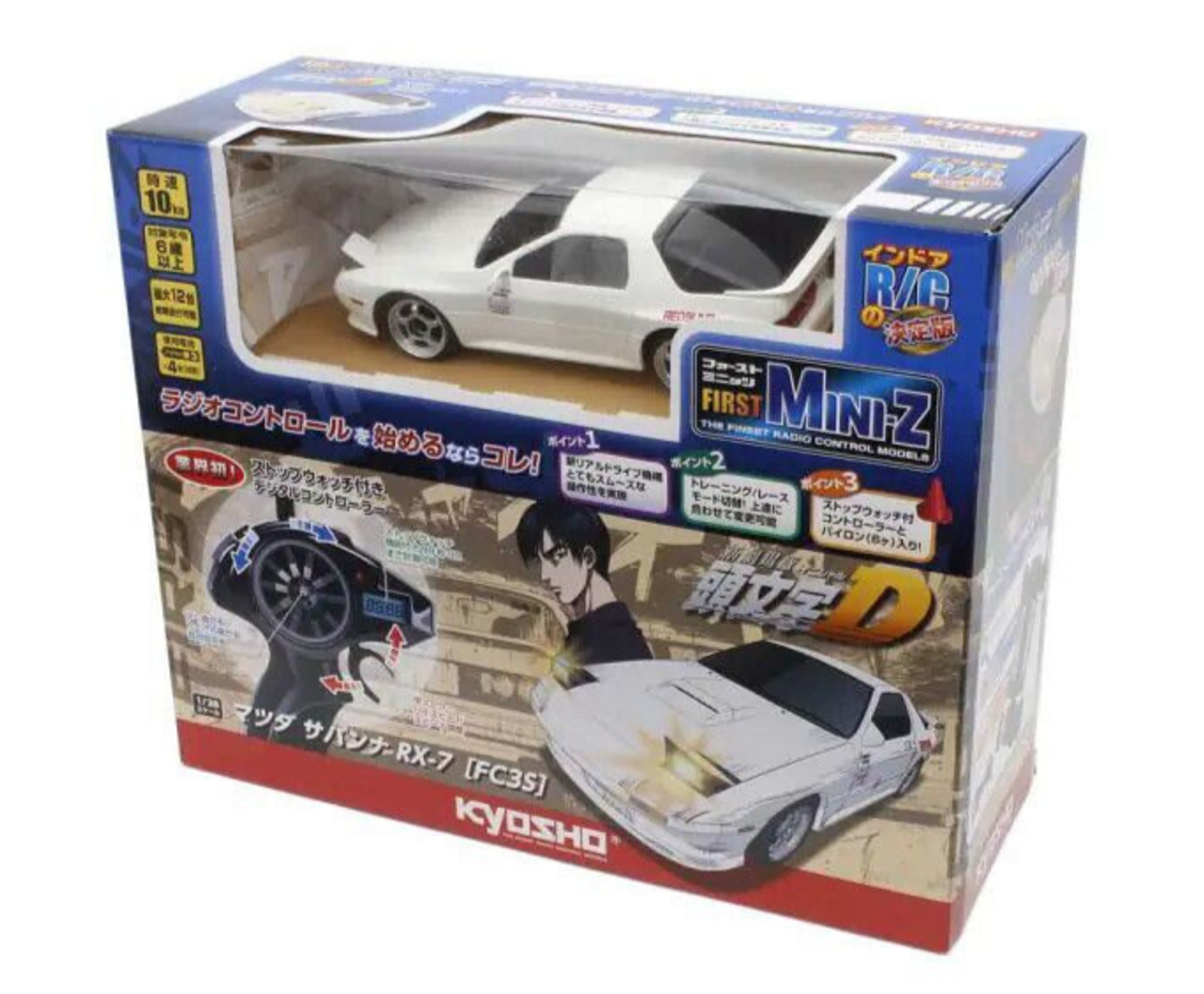 Kyosho KYO66602L 1-28 Scale First Mini-Z Initial D Mazda R Electric Touring  Model Car, White 