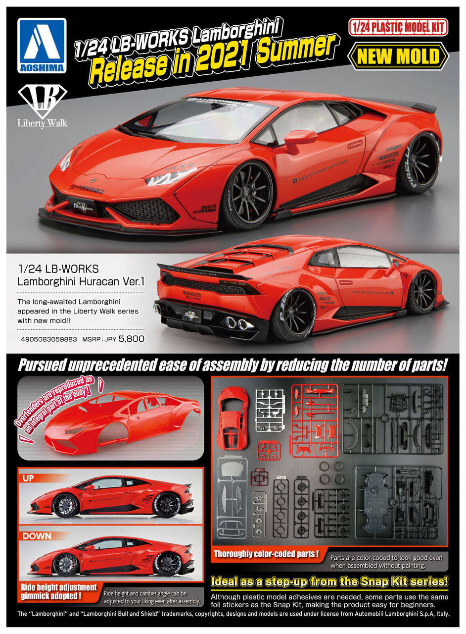 LB★WORKS Lamborghini Huracán ver. 1 Aoshima 1/24 Liberty Walk LB-Works Lamborghini Huracan Ver. 1
