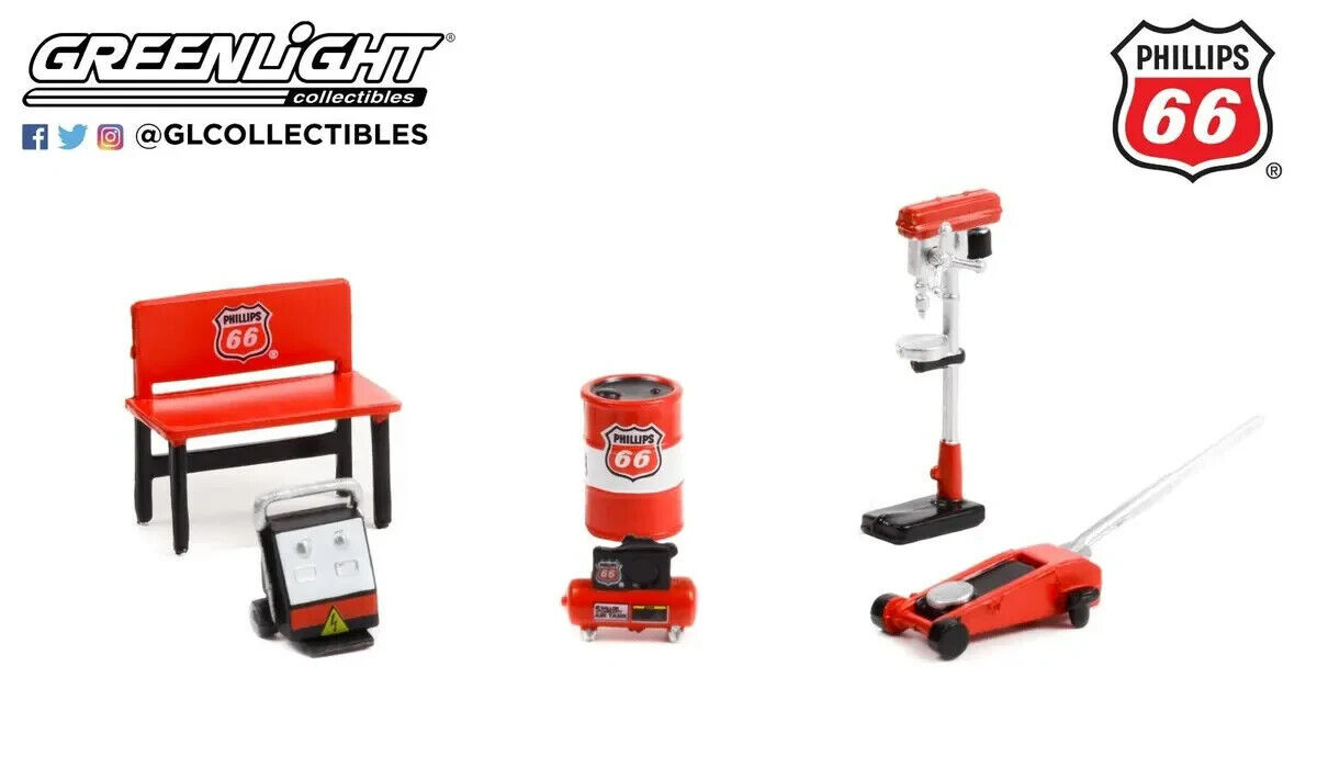 Greenlight 1/64 SHOP TOOLS *PHILLIPS 66* Diorama Garage Accessories