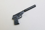 RC 1/10 Scale PISTOL GUNS W/ Silencer -BLACK- Metal Weapon Gun (2) Guns