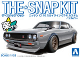 Aoshima 1/32 NISSAN SKYLINE GT-R C110 Custom Snap Model Kit *SILVER*
