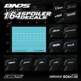 1/64 Scale SPOILER WING DECAL SET For Diecast Models #BD64139