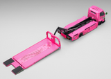 MT 1/64 GREEN DINO CUSTOM TOW TRUCK HAULER Die Cast Model -PINK-