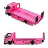 MT 1/64 GREEN DINO CUSTOM TOW TRUCK HAULER Die Cast Model -PINK-