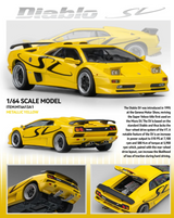 MT 1/64 LAMBORGHINI DIABLO SV w/ Pop Up/Interior/Engine Die Cast Model -YELLOW-