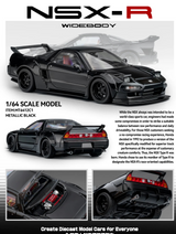 MT 1/64 ACURA NSX Wide Body w/ Pop Up/Interior/Engine Die Cast Model Car -BLACK-