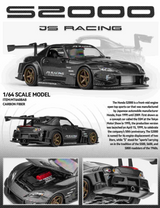 MT 1/64 HONDA S2000 JS Racing W/Interior/Engine Model Car -CARBON-#MT6408A8