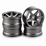 RCW 1/10 Metal DRIFT Wheels TE37 RIMS 6mm Offset LIGHTWEIGHT -GUN-
