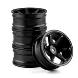 RCW 1/10 Metal DRIFT Wheels TE37 RIMS 6mm Offset LIGHTWEIGHT -BLACK-