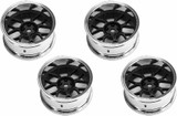 RC Wheels SET Adjustable Offset 2/4/6/8mm -14 SPOKE BLACK W/ CHROME LIP (4 pcs)