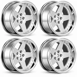 RC Wheels SET Adjustable Offset 2/4/6/8mm -5 SPOKE SILVER W/ CHROME LIP (4 pcs)