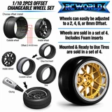 RC Wheels SET Adj. Offset 2/4/6/8mm -14 SPOKE SILVER/CHROME LIP W/ TIRES (4 pcs)