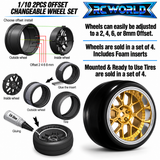 RC Wheels SET Adj. Offset 2/4/6/8mm -5 SPOKE SILVER/CHROME LIP W/ TIRES (4 pcs)