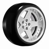 RC Wheels SET Adj. Offset 2/4/6/8mm -5 SPOKE SILVER/CHROME LIP W/ TIRES (4 pcs)