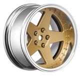 RC Wheels SET Adj. Offset 2/4/6/8mm -5 SPOKE BRONZE/CHROME LIP W/ TIRES (4 pcs)