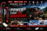 RC World 7.2v BATTERY 5000MAH NI-MH Power Cells W/ TAMIYA PLUG