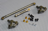 For Axial SCX10 Jeep Honcho Front ALL METAL KNUCKLES + STEERING LINK - GUN METAL