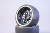 C Car 1/10 DRIFT WHEELS TIRES Package 3 MM Offset BLACK W/ CHROME Lip BBS Spoke