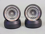 RC 1/10 DRIFT WHEELS Package 0 Degree 9 MM Offset GUN METAL MESH W/ CHROME Lip