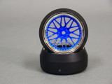 RC 1/10 DRIFT WHEELS Package 0 Degree 9 MM Offset 3 PIECE BLUE / CHROME Lip