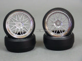 RC 1/10 DRIFT WHEELS Package 0 Degree 3 MM Offset 3 PIECE SILVER W/ CHROME Lip