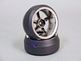 RC 1/10 DRIFT WHEELS Package 0 Degree 6MM Offset 5 Spoke BLACK W/ CHROME LIP