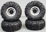 For Traxxas TRX-4 Rock CRAWLER Beadlock Wheels & TIres 140mm 5.5" Set Of 4 SILVER