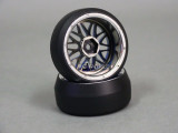 RC 1/10 DRIFT WHEELS Package 0 Degree 6MM Offset 3 PIECE BLUE / CHROME Lip 