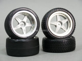 RC Car 1/10 RIMS WHEELS Package Kawada 5 STAR Plated STAGGER W/ Tires
