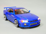 Custom RC 1/10 Drift NISSAN SKYLINE R34 AWD Belt CAR Blue RTR -S