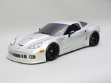 1/10 RC Body Shell CHEVY CORVETTE  w/ Light Buckets SILVER -Finished-