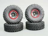 1/10 Metal 1.9 Truck Beadlock Rims + 120mm TIRES V2 Black + Red Rings
