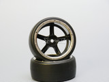 1/10 DRIFT WHEELS 6MM Offset BLACK 5 Star W/ Chrome LIP *4pcs*