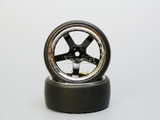 1/10 DRIFT WHEELS 6MM Offset BLACK 5 Star W/ Chrome LIP *4pcs*