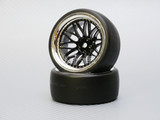 1/10 DRIFT Wheels 9MM Offset BLACK  3 Piece W/ Chrome LIP *4pcs*