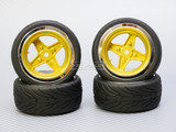 1/10 STREET Wheels Vintage 3MM Offset GOLD Work 4 Star W/ Chrome LIP *4pcs*