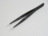 High Precision Metal TWEEZERS Tools 2 PIECES Set - BLACK -